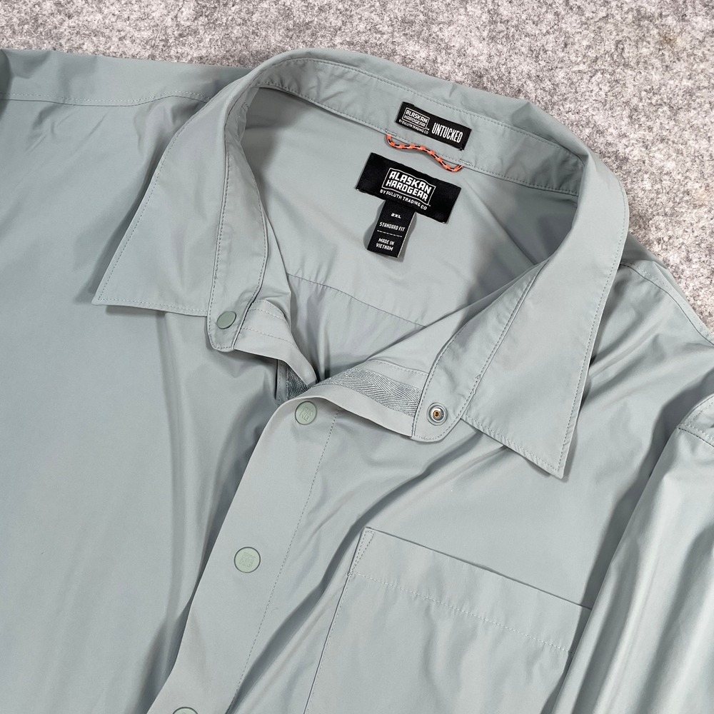 Alaskan Hardgear Mens Shirt 2XL Green Untucked Standard Fit Snap Front LS